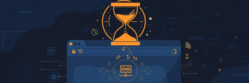 Hourglass timer over web browser waiting for server response, timeout concept