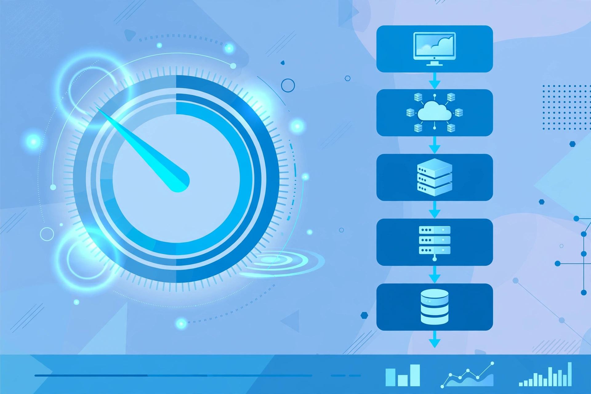 Server response time gauge showing fast TTFB measurement on dashboard